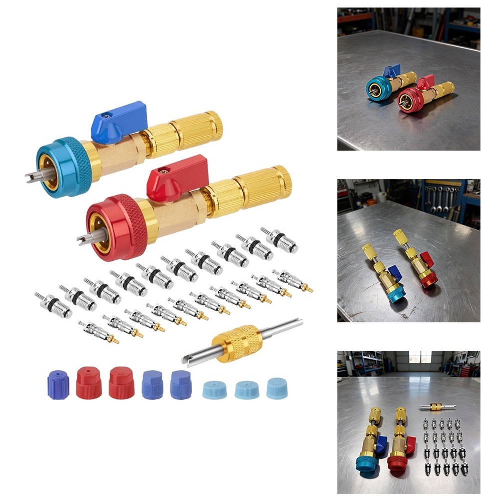 R134a Compatible Valve Core Remover with Stainless Steel Rod and Brass Housing