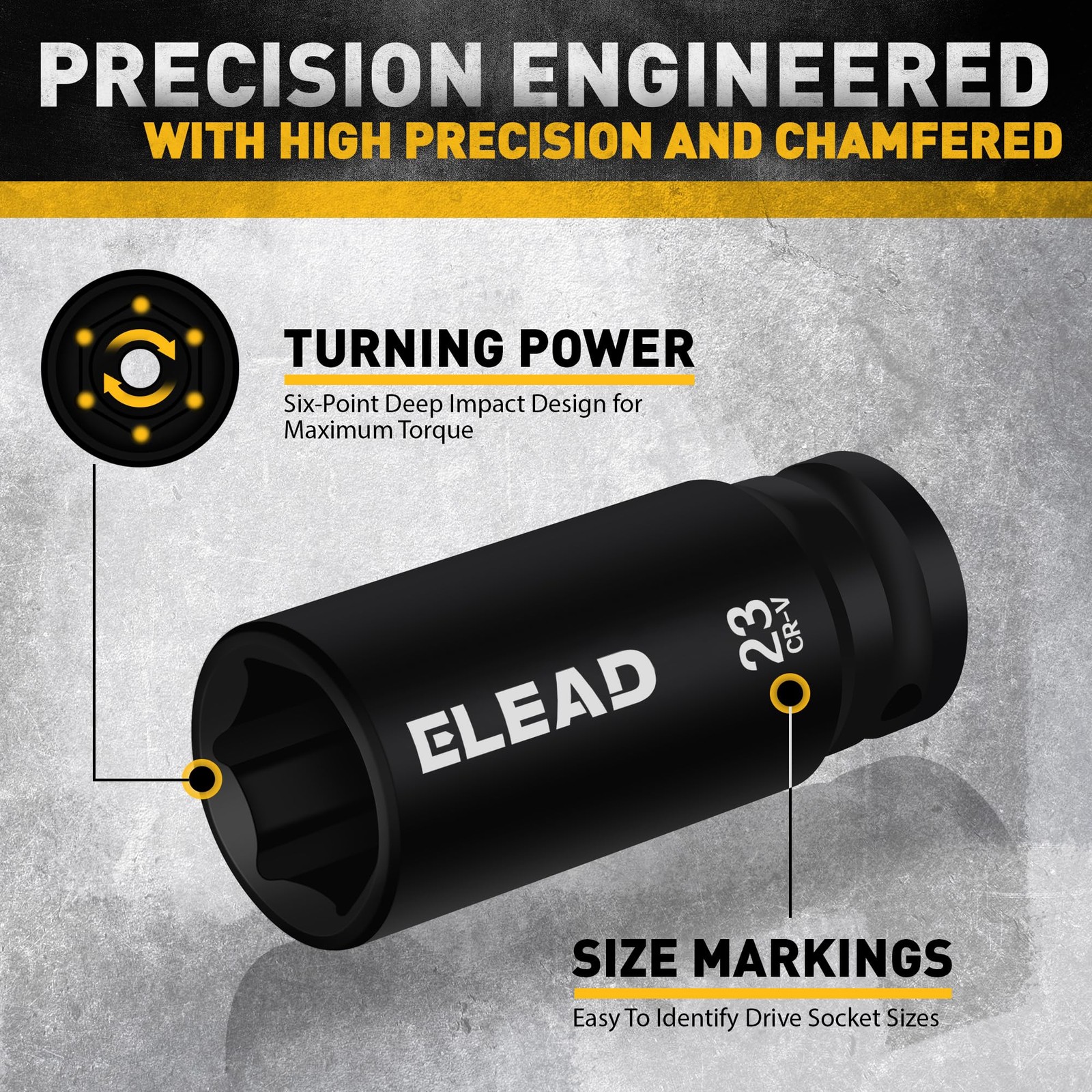 ELEAD 1/2″ Drive Deep Impact Socket Set: 30pcs 1/2» Set