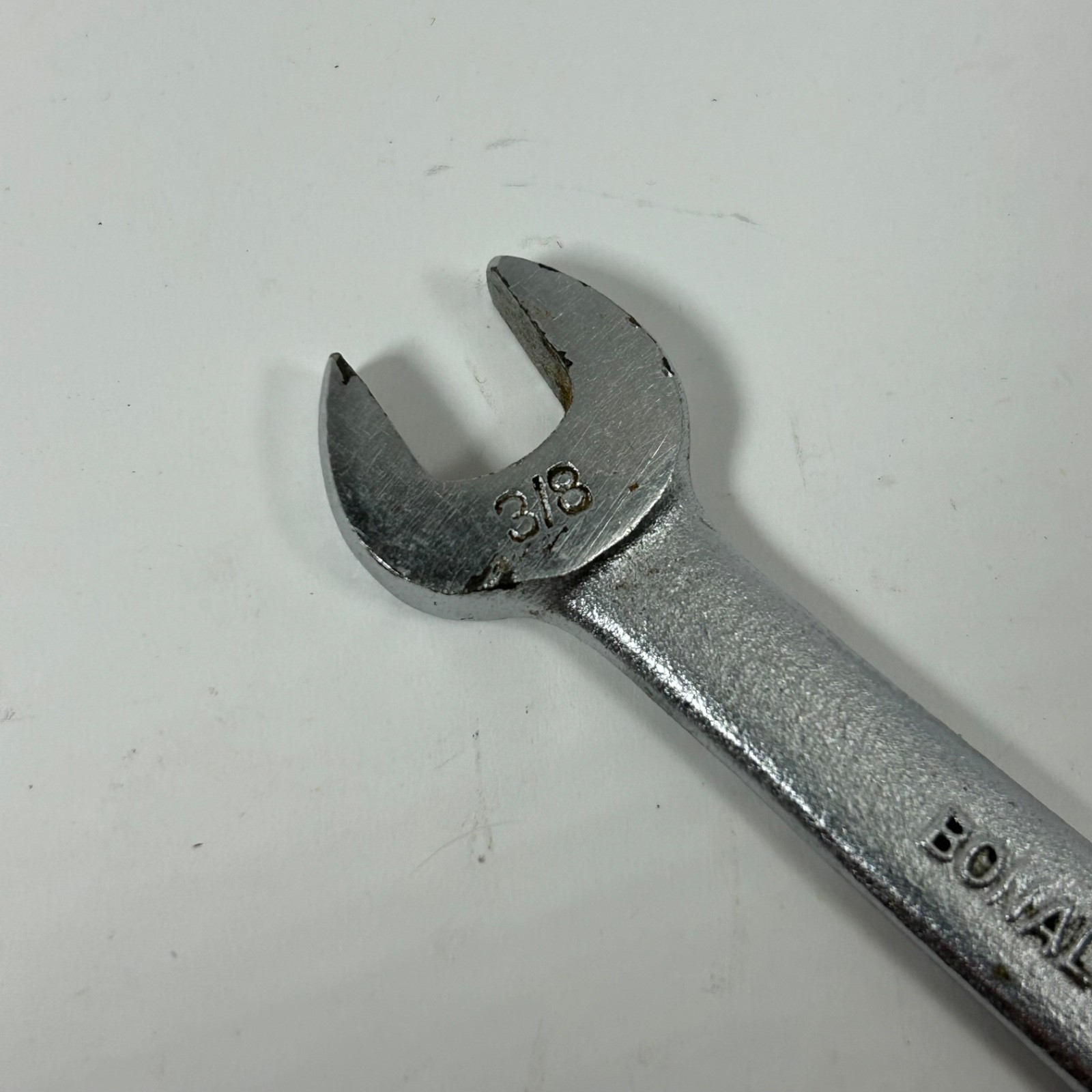 Vintage BONNEY USA 1723 3/8 X 7/16 In SAE Short Stubby Open End Wrench