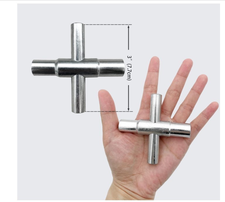 4-Way Sillcock Key Wrench, 1/4″ to 11/32″, for Faucets & Valves (1 Pack)