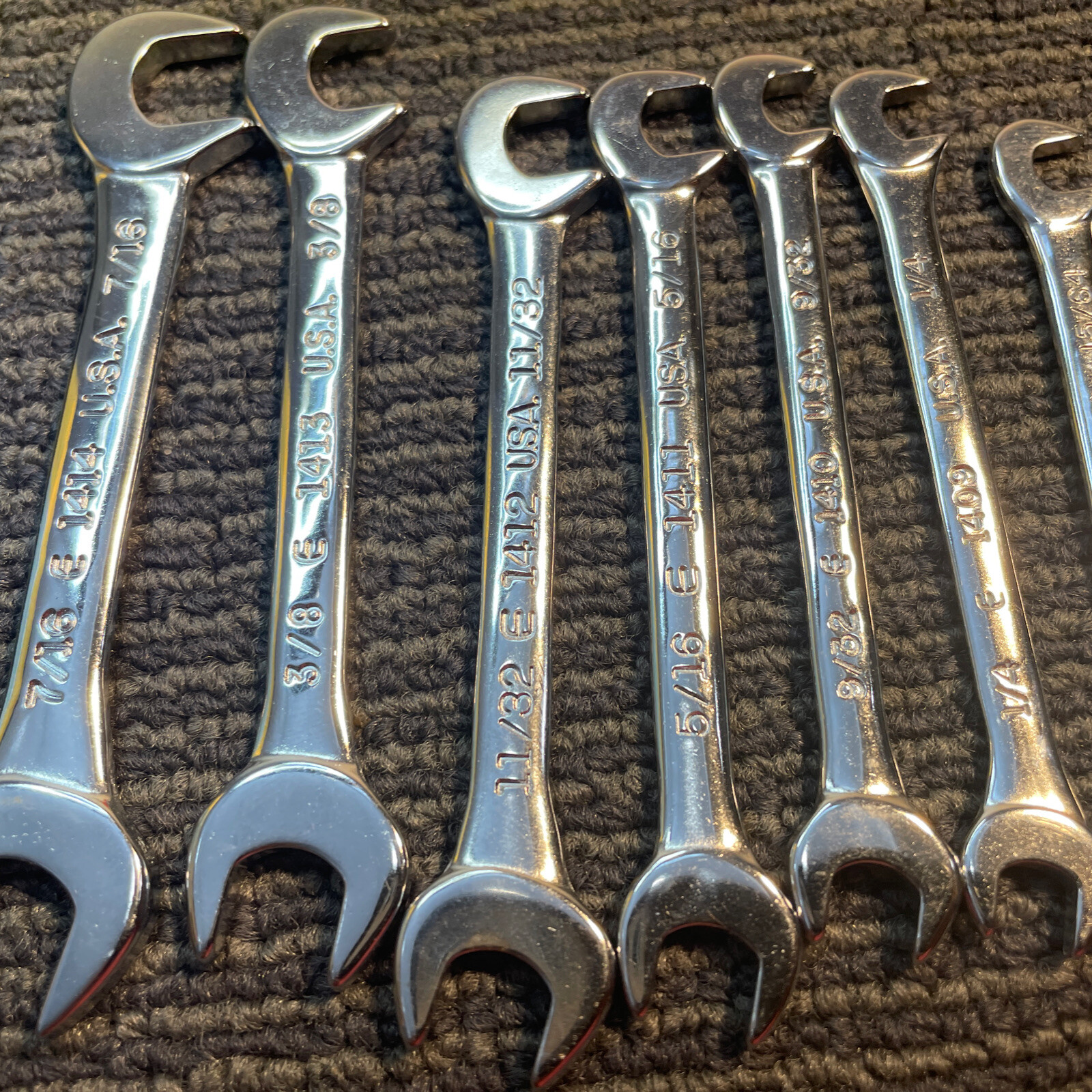 NOS Jensen USA 8-Piece SAE Combination Ignition Mini Wrench Set 7/32 -7/16