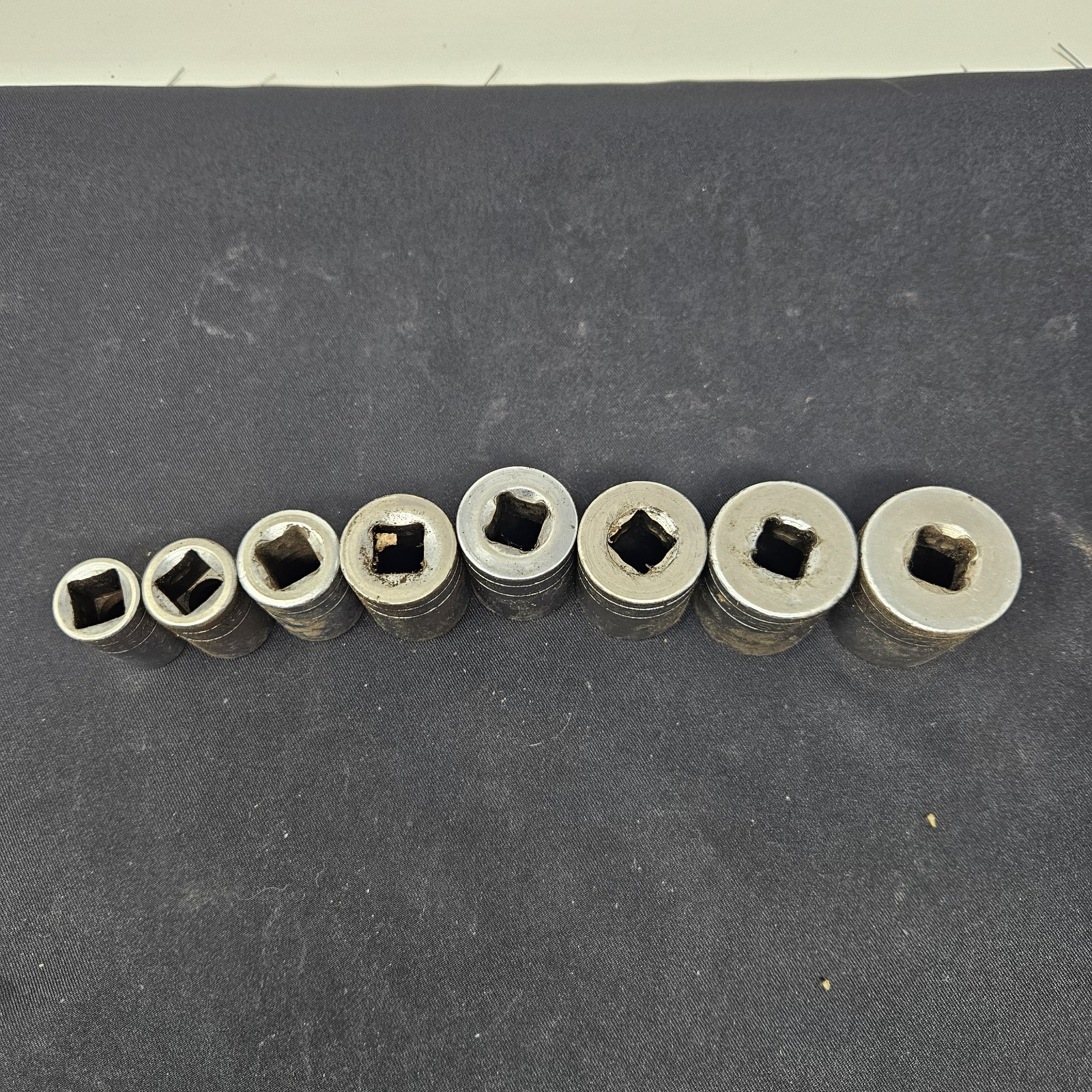 S-K Tools Shallow Socket Set 1/2” Drive SAE 8Pcs USA 12 point Star Vintage READ