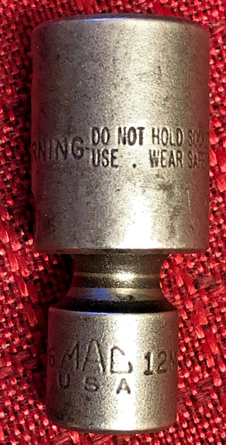 Mac Tool XUP6 Metric 12mm Universal Impact Socket 3/8″dr 6pt 2″L USA 1990 Gd8/10