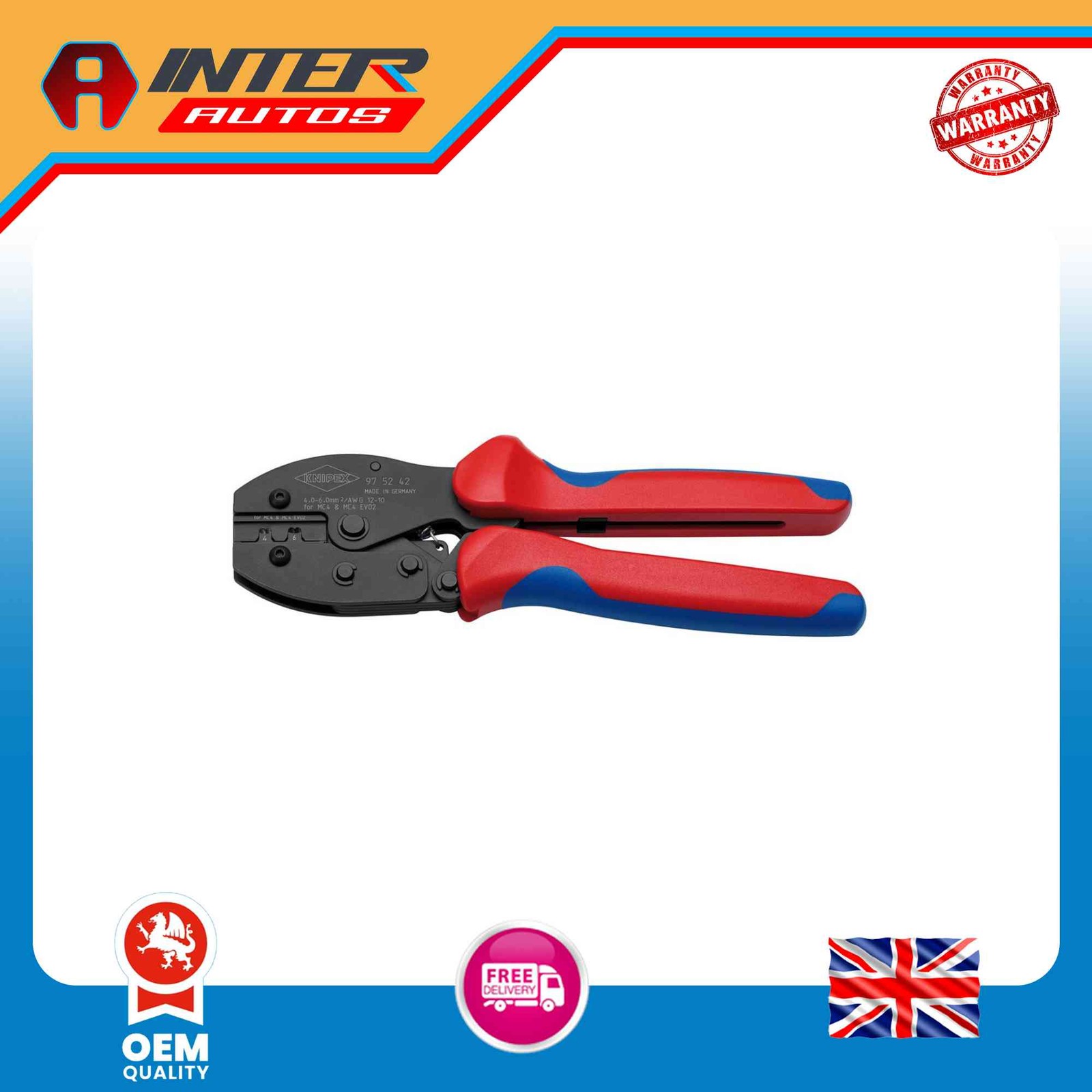 Draper KNIPEX 97 52 42 SB PreciForce® Crimping Pliers for MC4-MC4 EVO, 220mm 18