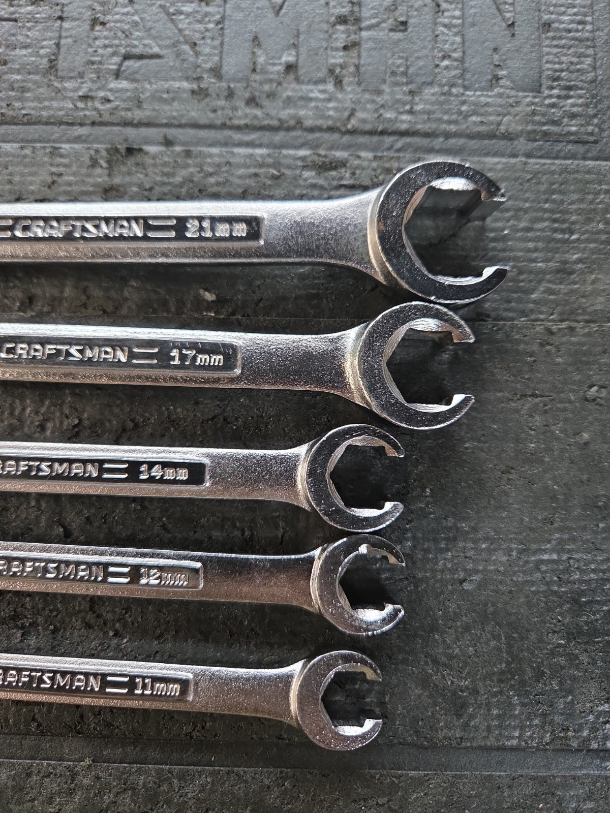 Sears Craftsman USA 5Pc METRIC Flare Nut Line Wrench Set -VA 9-17, 19, 21mm