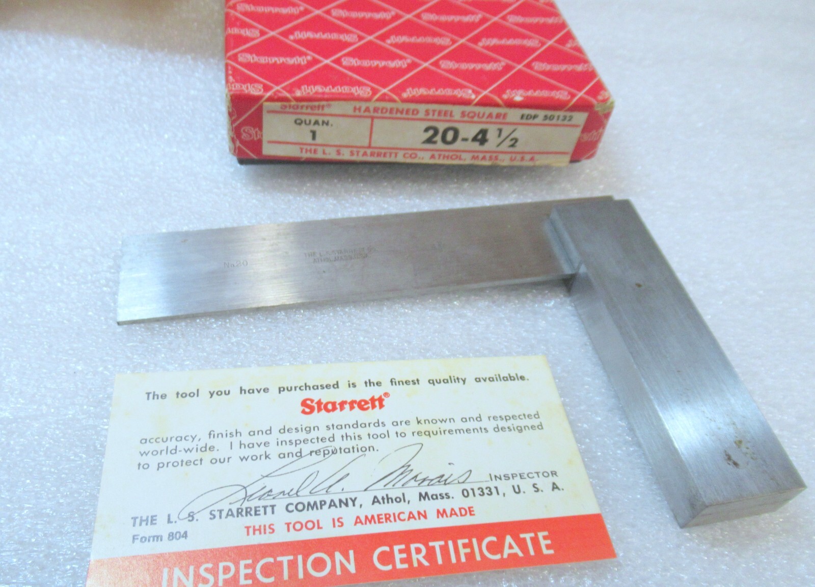 L.S. Starrett USA #20 4-1/2” Machinist Tool Maker Precision Hardened Steel & Box