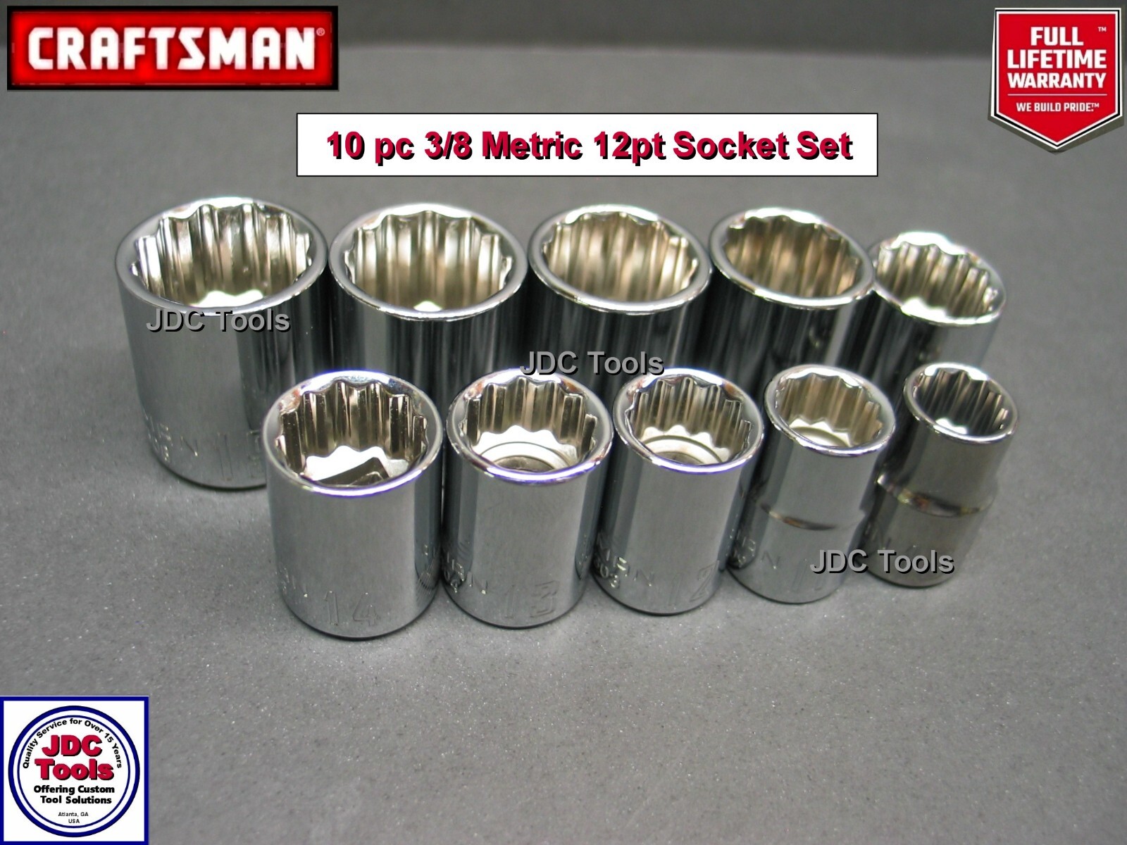 CRAFTSMAN 20 pc 3/8 SAE METRIC MM 12pt ratchet wrench socket set