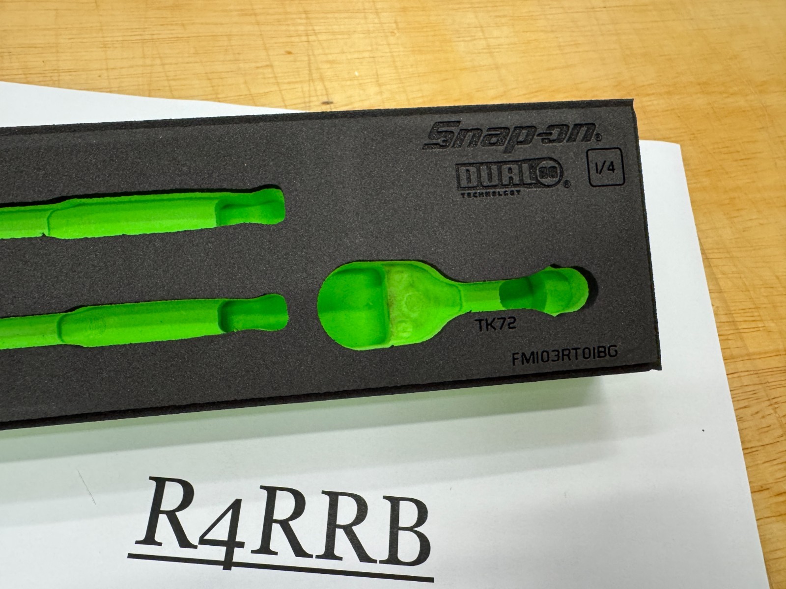 Snap-on Tools GREEN FOAM ORGANIZER for 3pc 1/4″ Drive Ratchet Set FM103RT01BG