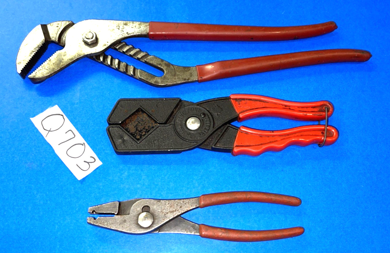 SNAP-ON & BLUE-POINT TOOLS 3 PC HOSE CUTTERS, ADJUSTABLE JAWS, HOSE CLAMP PLIERS