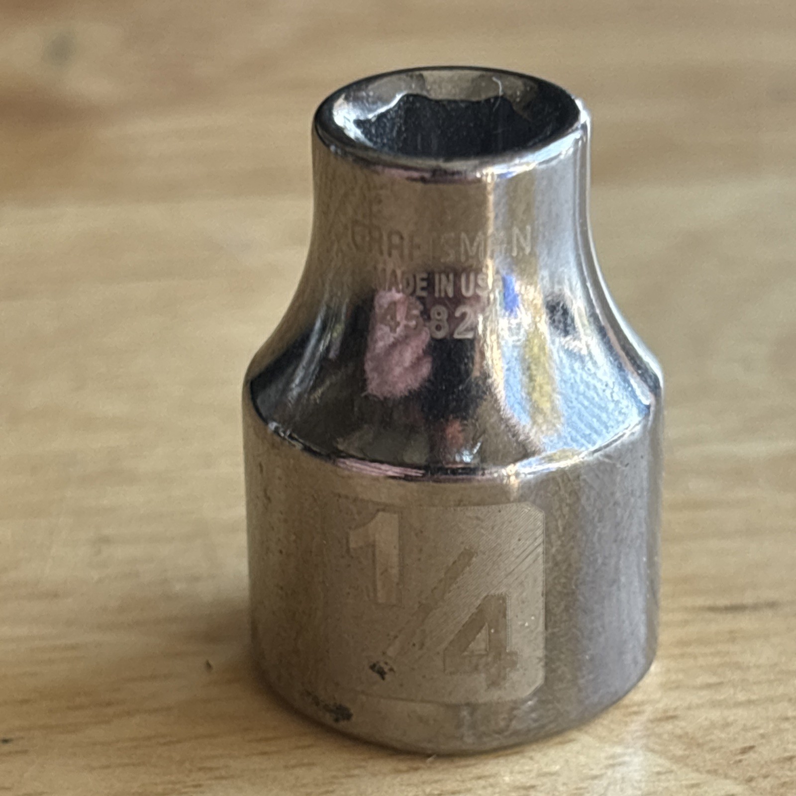 Craftsman 1/4″ Shallow Socket 3/8″ Drive 6 Point Easy Read 45821 USA READ!