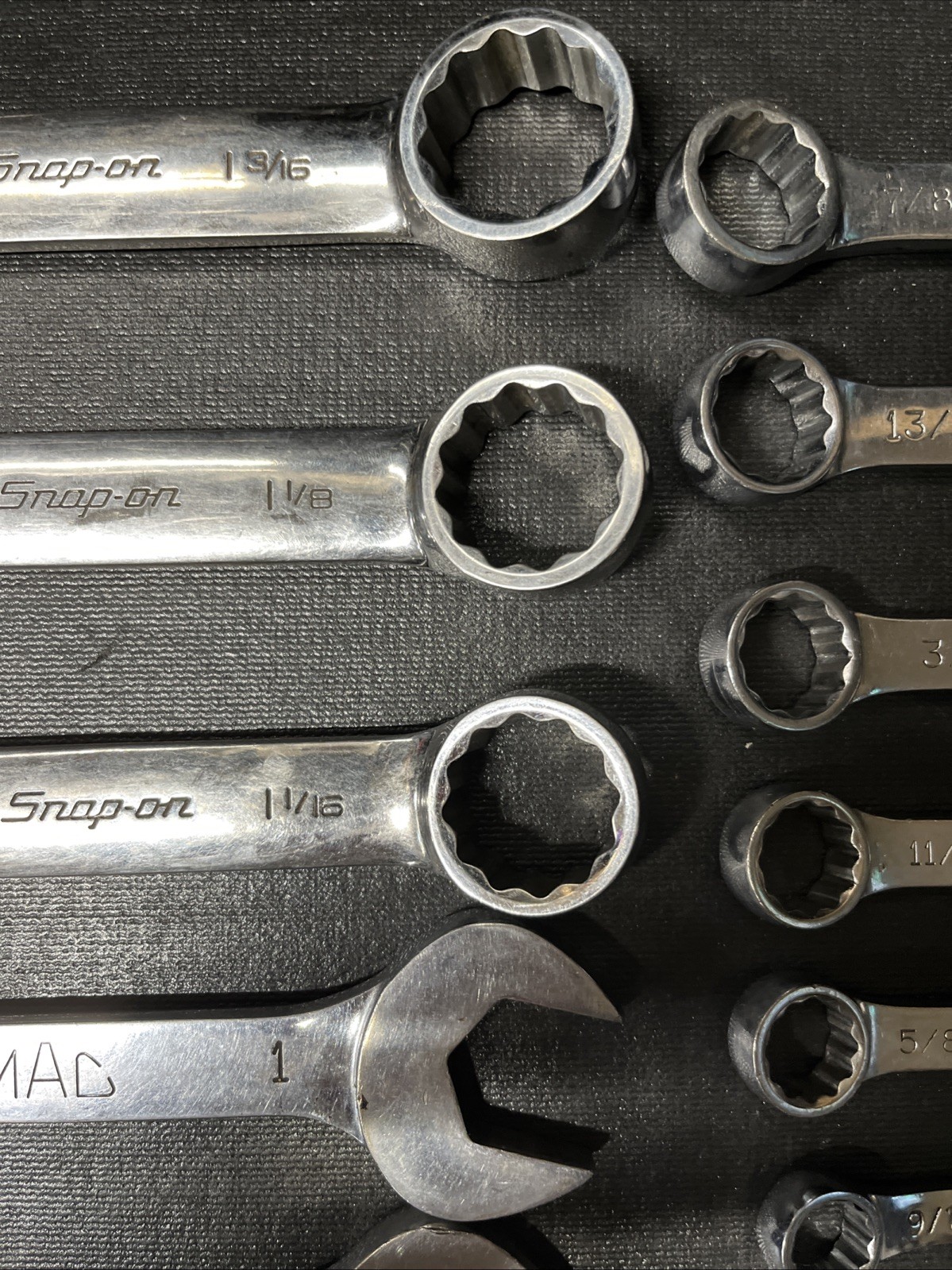 Mac Snap On 15 Piece 7/16-1-3/16” SAE 12PT Stubby Wrench Set Extra 1/2” 3/4”