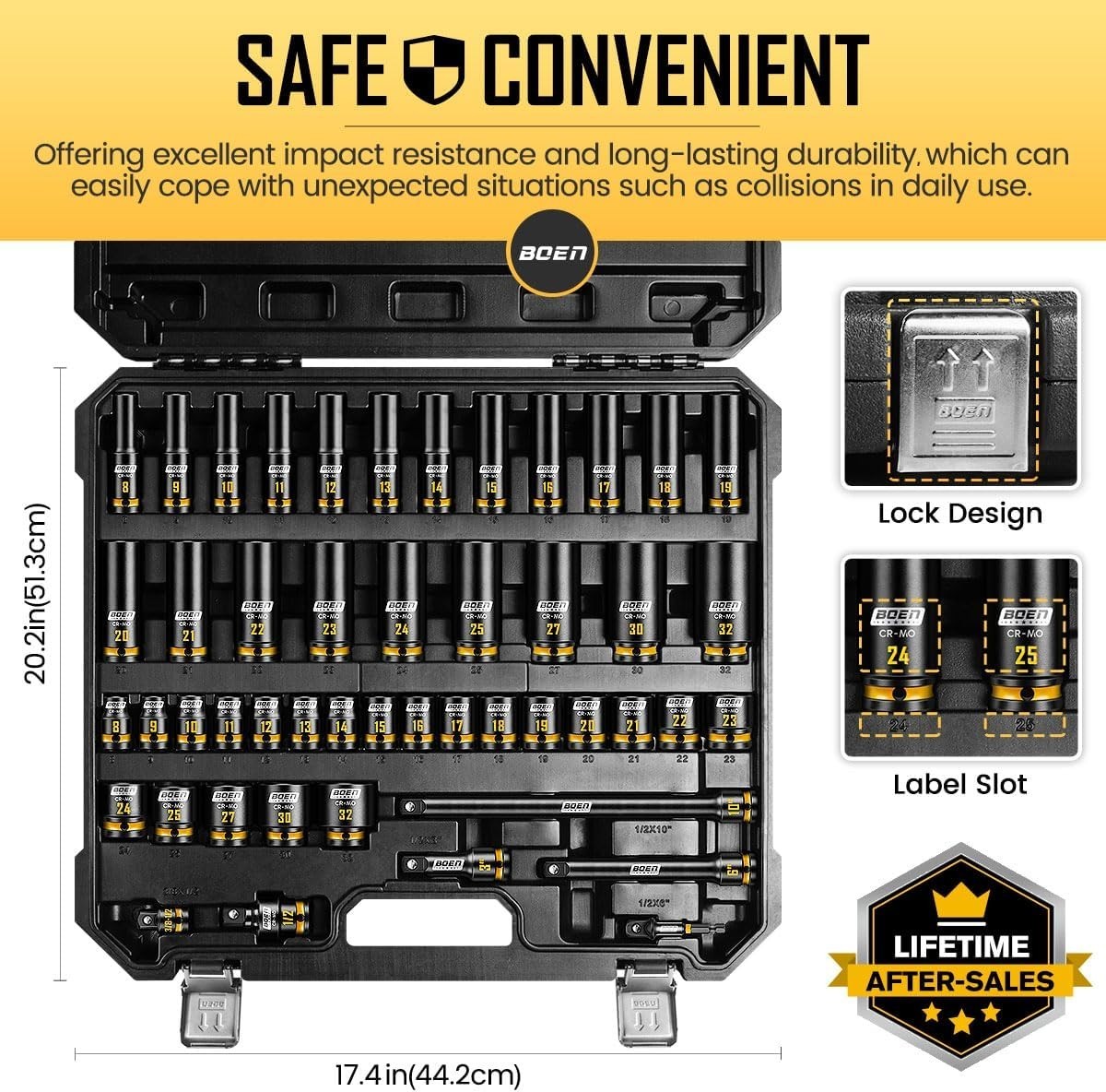 48PCS 1/2” Drive Metric Socket Set, Impact Deep&Shollow Socket8mm-32mm, for L…