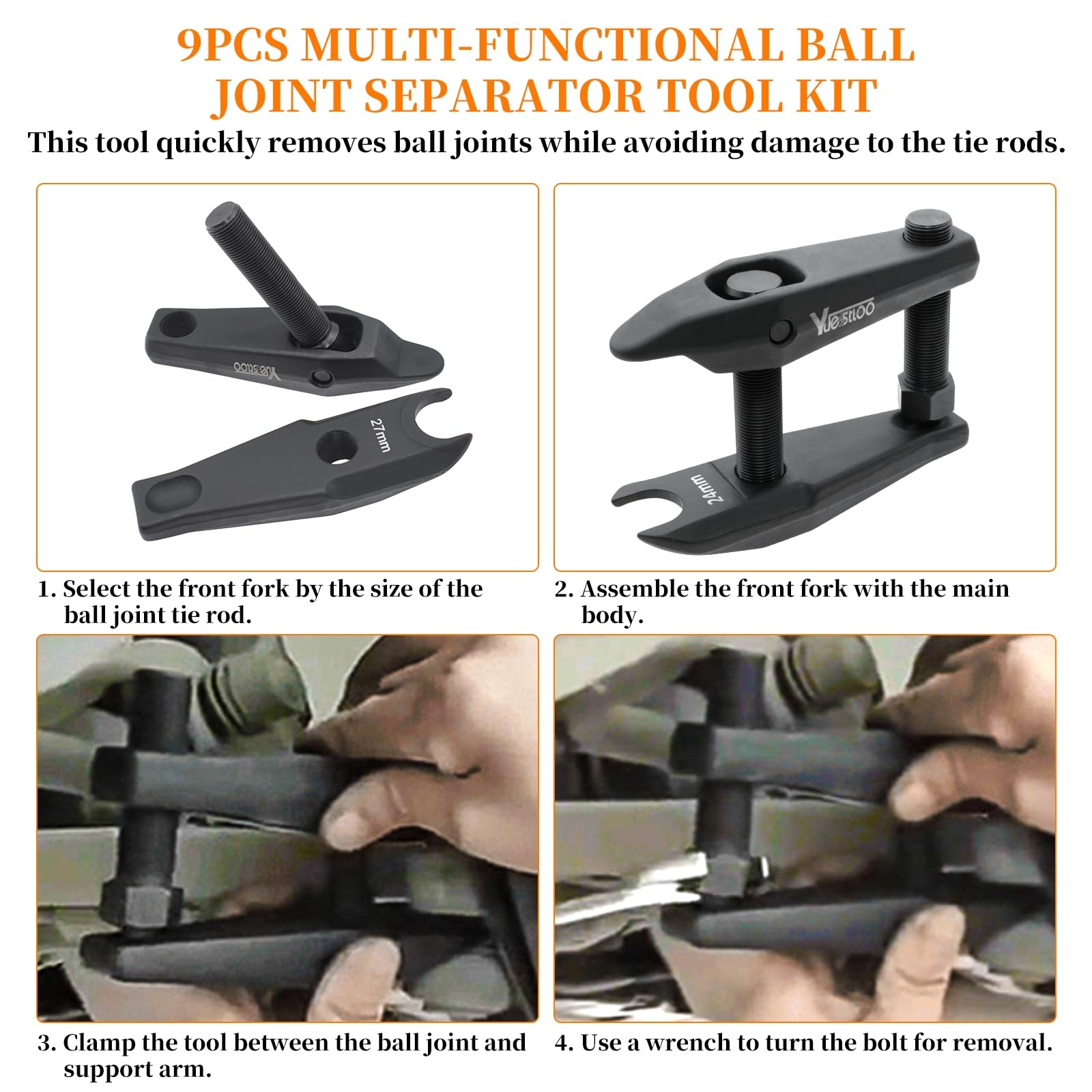 Yuesstloo 9 PCS Ball Joint Separator Tool Kit 22mm 24mm 27mm 32mm 36mm 9PCS