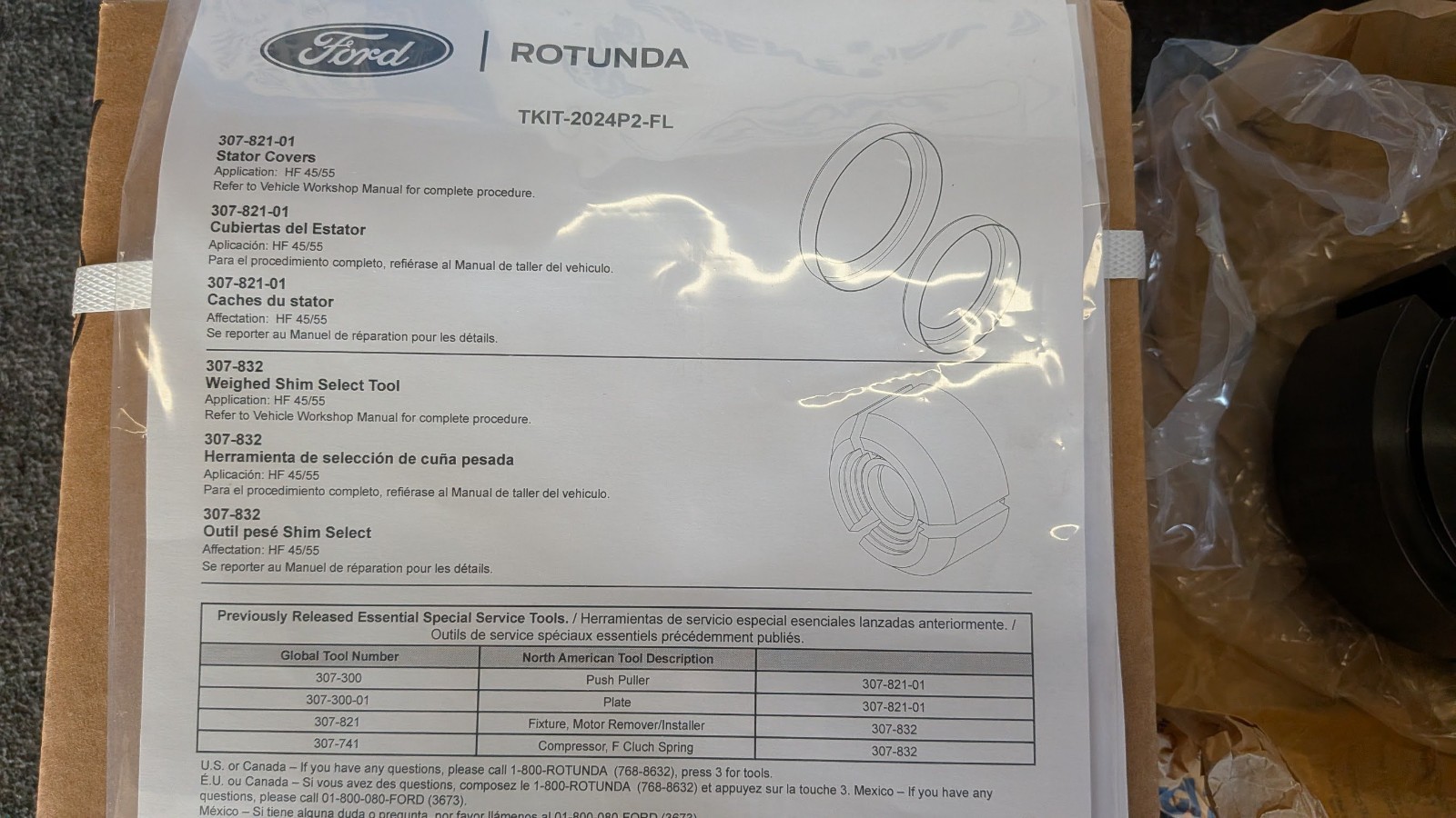 Ford Lincoln Rotunda TKIT-2024P2-FL Special Tools 307-821 307-832 307 HF 45/55