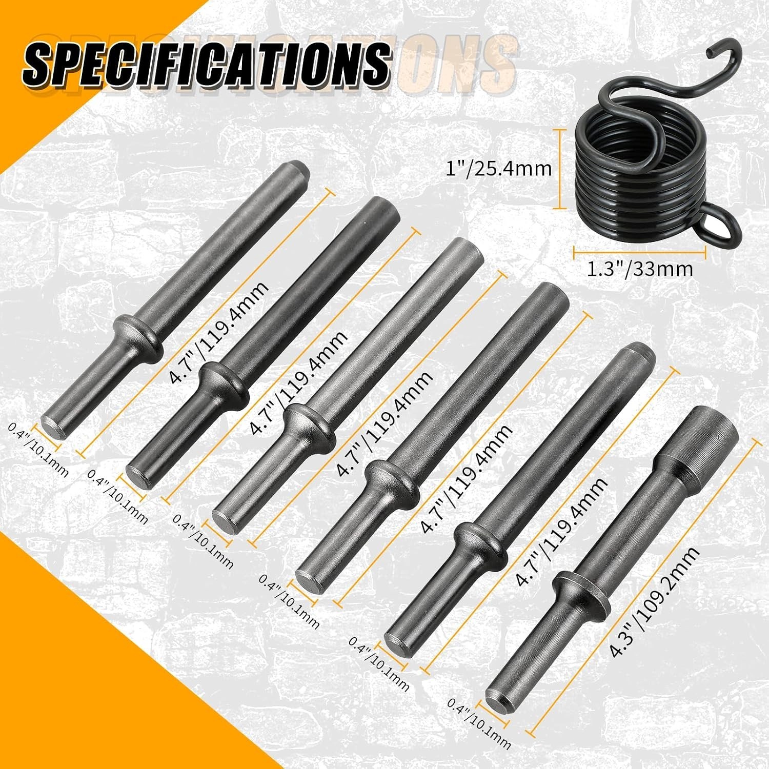 7 Pcs Great Heavy Duty Smoothing Pneumatic Air Rivet Hammer Tools Kit Black