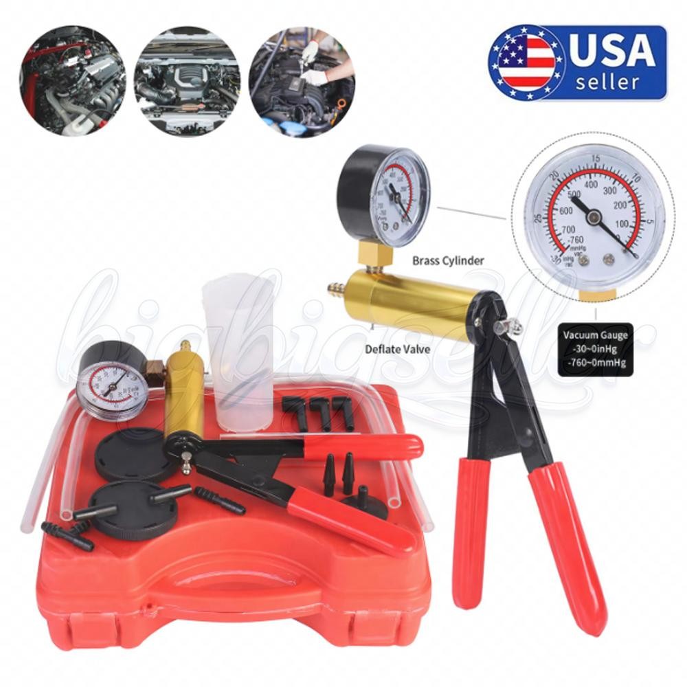 Hand Held Vacuum Pressure Pump Tester Set Brake Fluid Bleeder Bleeding Kit W/Box