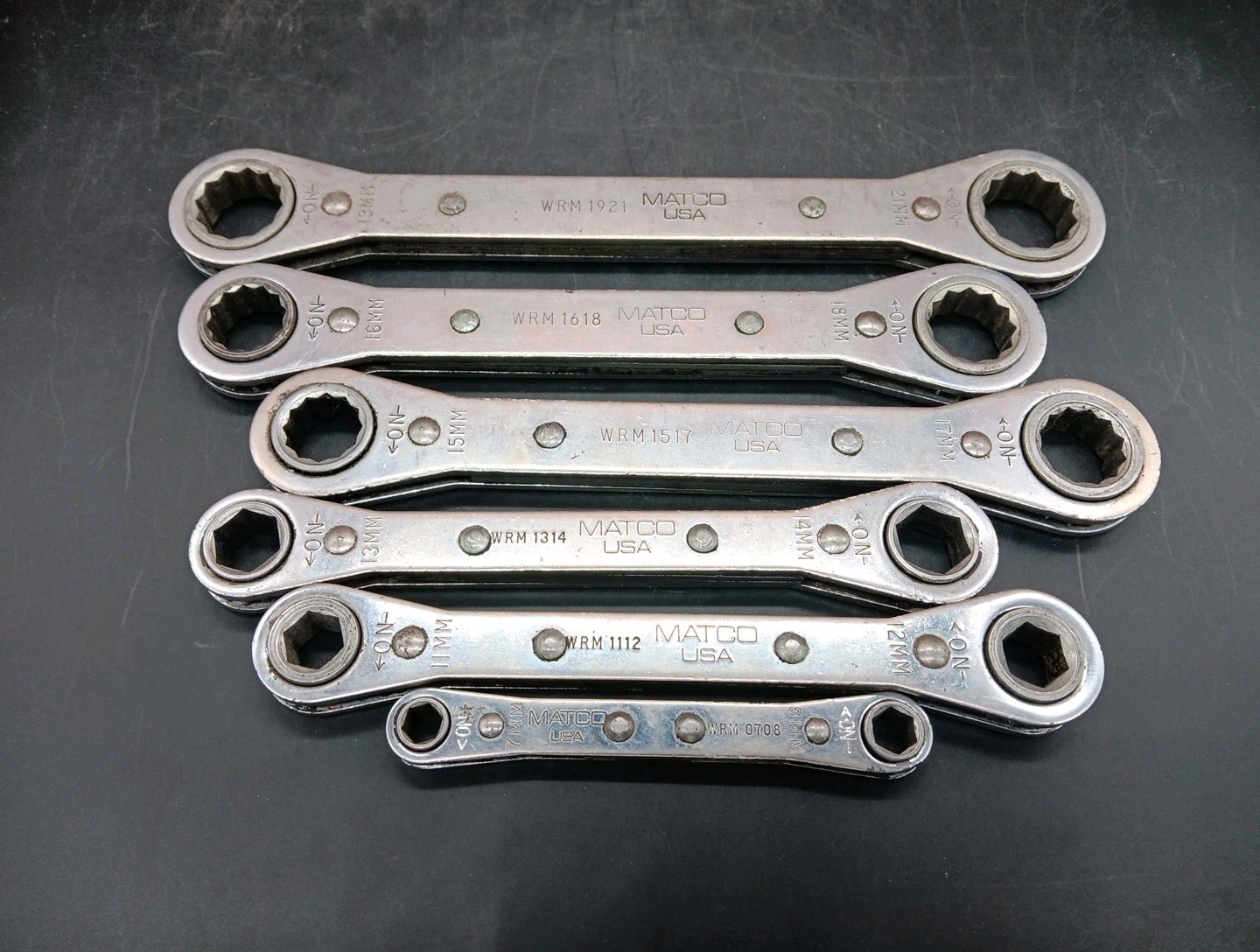 MATCO 6 PIECE Metric Ratcheting Box End Wrenches 7-8mm & 11-21mm *No 9-10mm