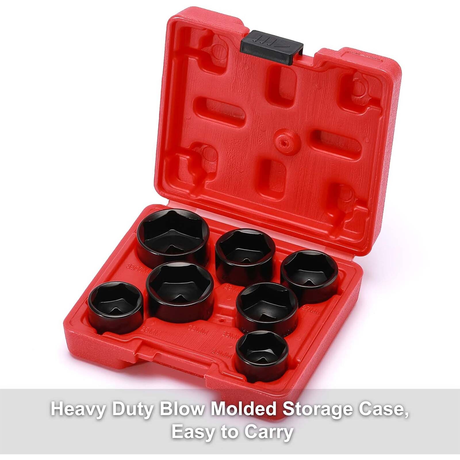 7 Pcs 3/8″ Drive Low Profile Oil Filter Socket Set Installer Tool Set 6 Point