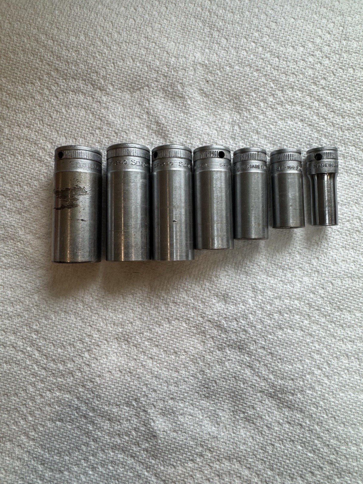 Snap On Vintage Deep Sockets SF-260,240,220,200,180,160,120
