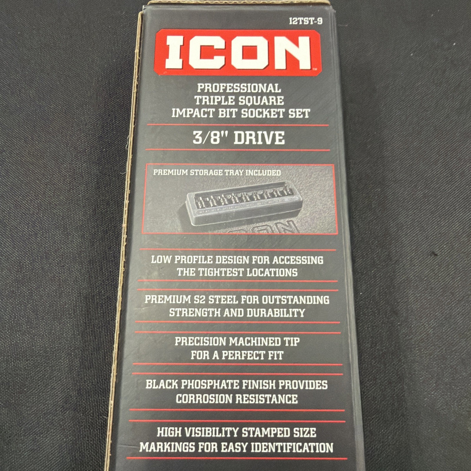 ICON 3/8 in. Drive Professional Triple-Square Impact Bit Socket Set, 9-Piece New