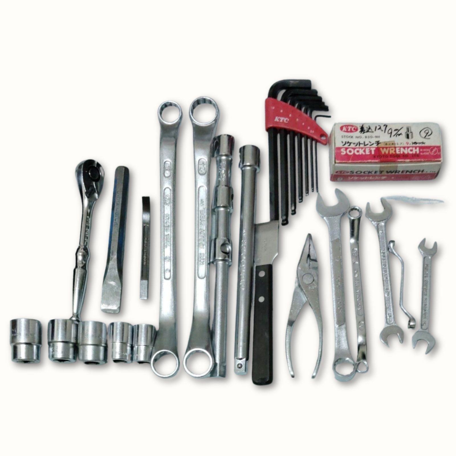 KTC Toyota OEM Tool Lot Ratchet Socket Wrench Set Japan Vintage Garage