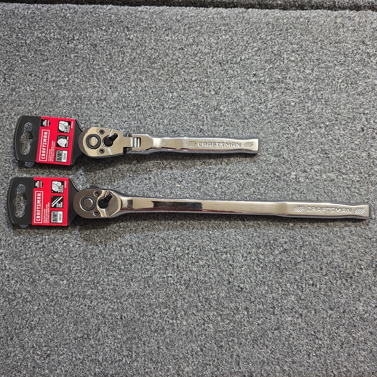 Craftsman 72 Tooth Ratchet Set 3/8″ Drive & 1 Flex Head Lot 2pc New