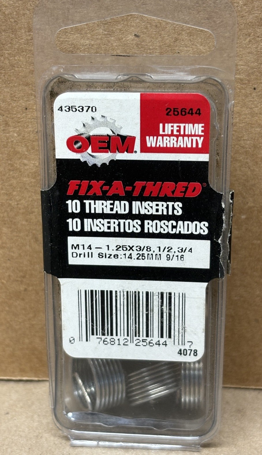 OEM 25644 Fix-A-Thred M14-1.25 x 3/8”, 1/2”, 3/4” Thread Inserts Lot of 20