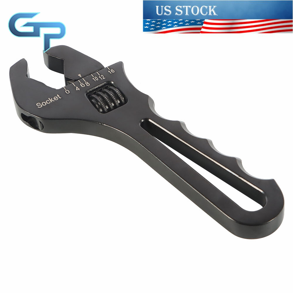 Black Adjustable Wrench Aluminum Tool Spanner for Hose End Fitting 3AN-16AN