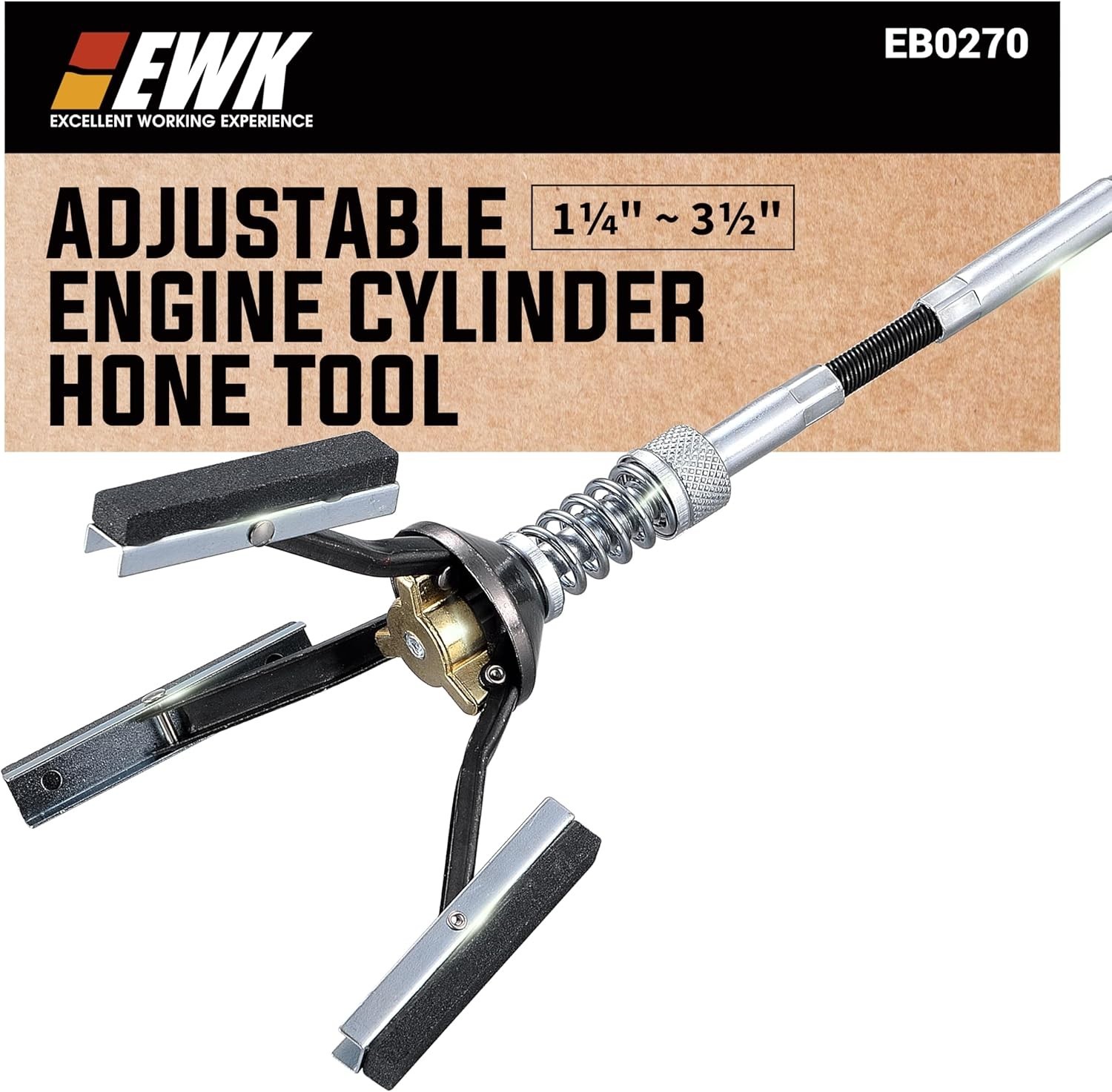 3-Stone 220 Grit Engine Hone Tool – Zinc Plated for Precision Engine Restoration