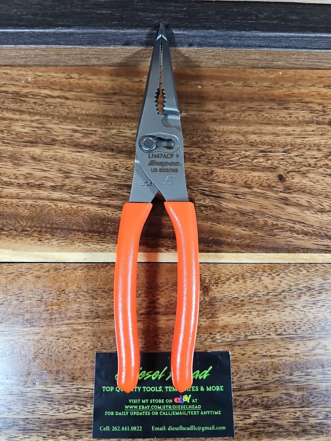 NEW Snap On LN47ACF 9″ Needle Nose/Slip-Joint ORANGE Soft Grip Pliers