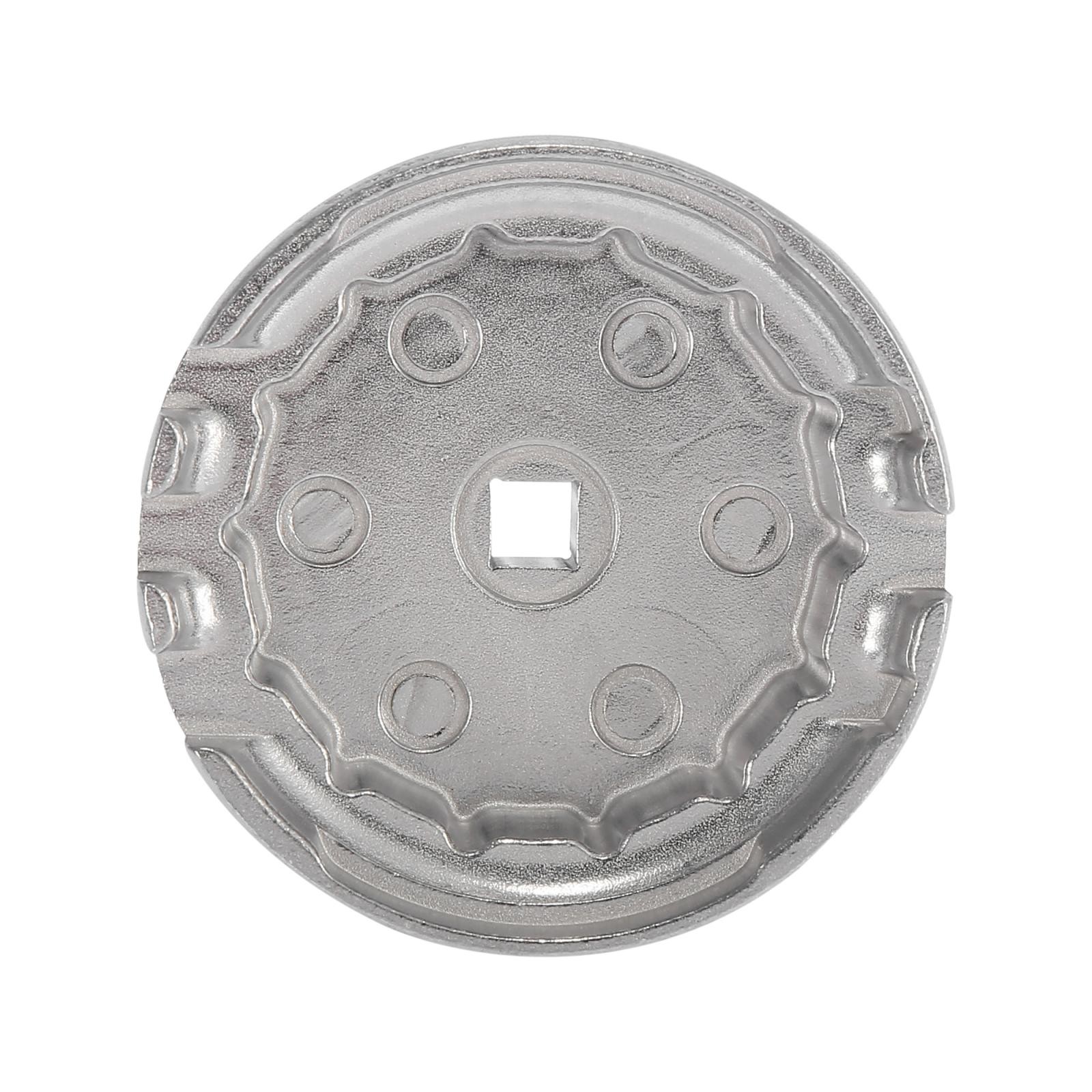 Oil Filter Wrench 14 Flutes 4 Slots 64.5mm Oil Filter Cap for Toyota Silver Tone