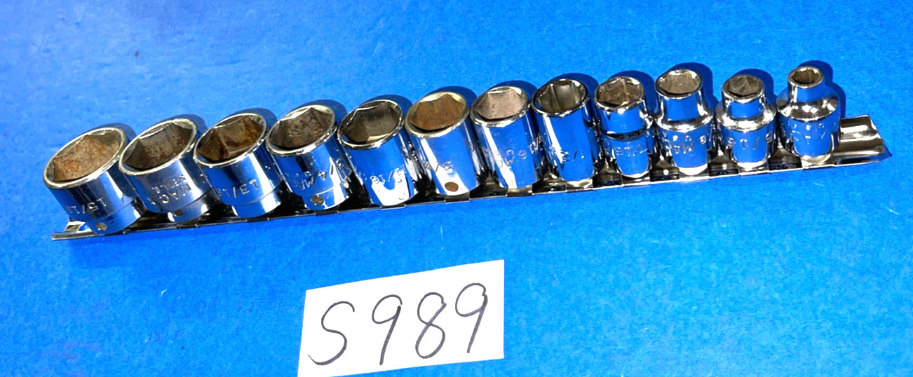 MAC TOOLS 12 PIECE 3/8 DRIVE SAE SHORT CHROME SOCKET SET 6 POINT 1/4 TO 15/16