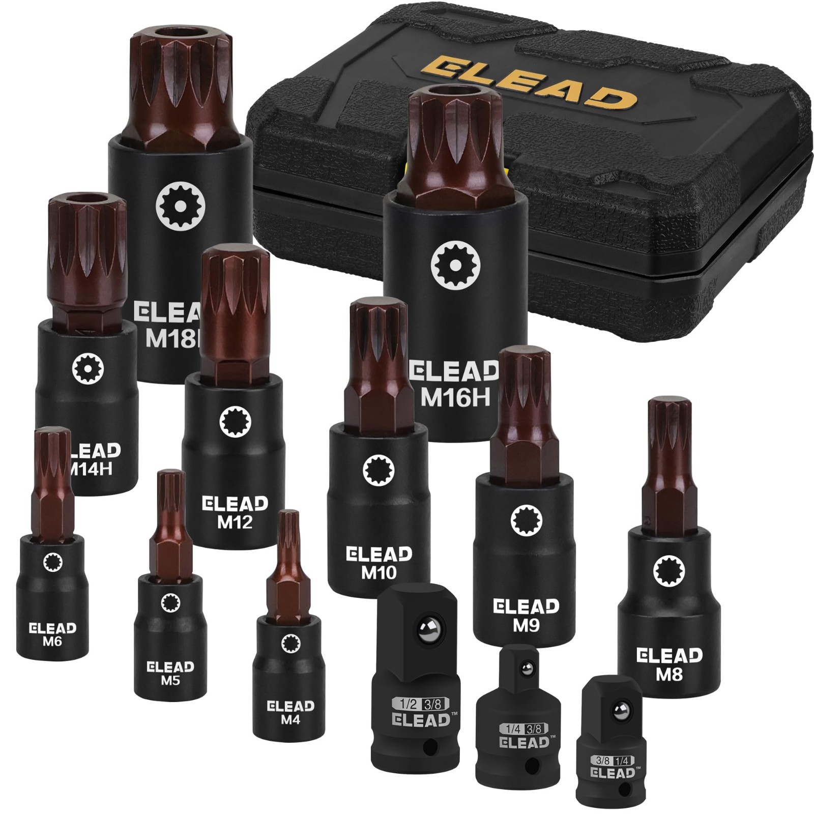 13-Piece Triple Square Spline Bit Socket Set – Premium S2 Steel, M4-M18, Adapter