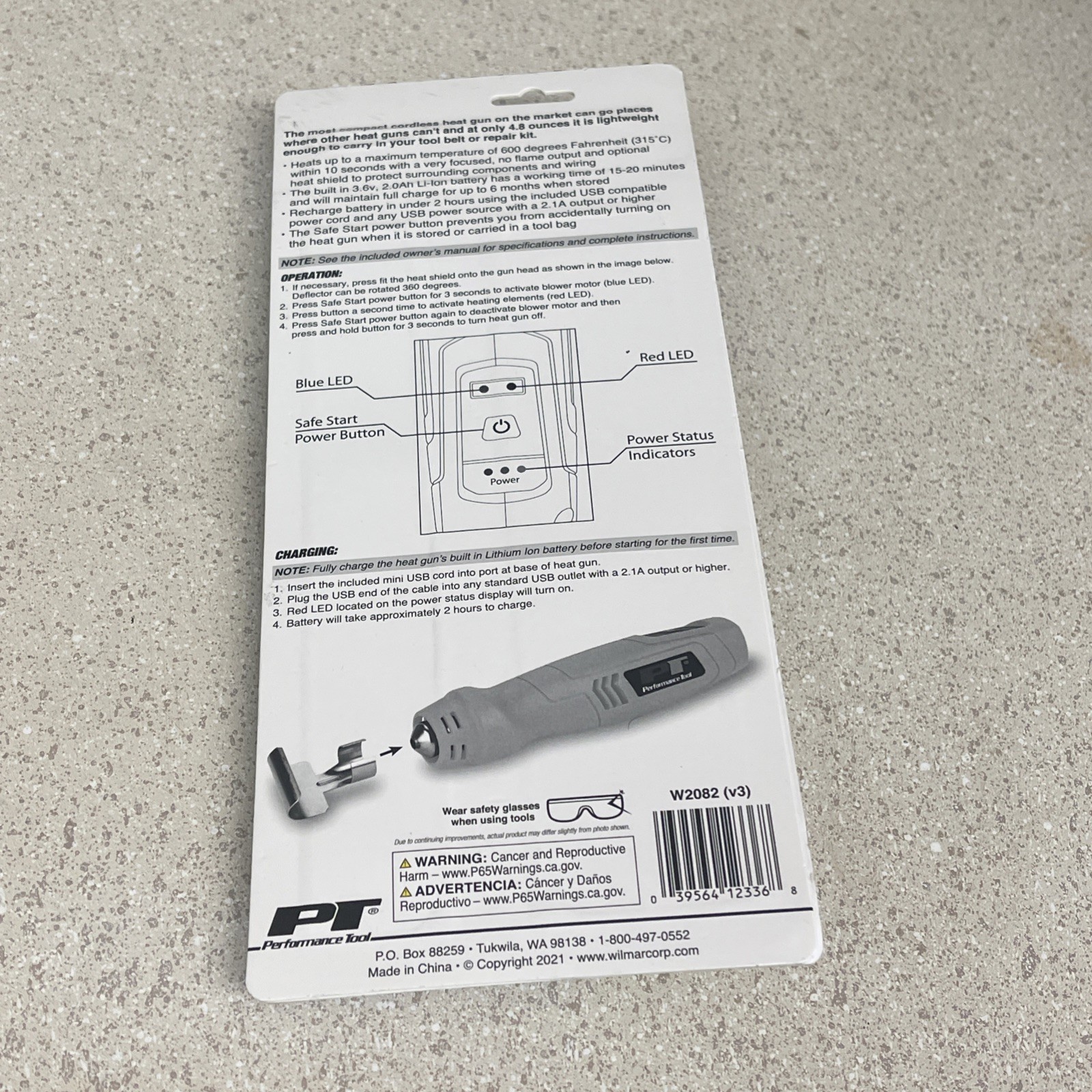New Performance Tool Rechargeable Mini Heat Gun 600 Degree Temp w/Shield #W2082