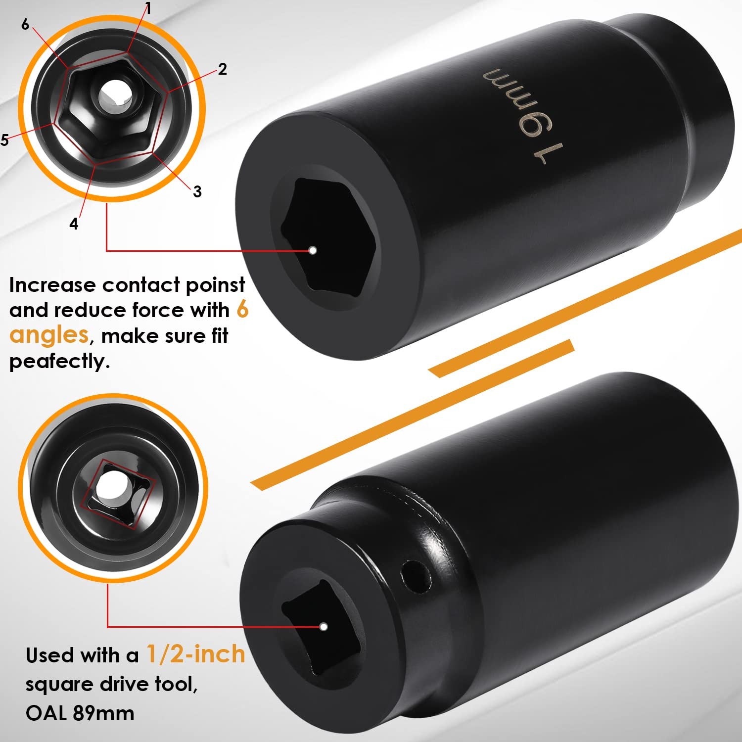19mm Harmonic Balancer Socket & 50mm Crank Pulley Wrench Tool for Honda Acura