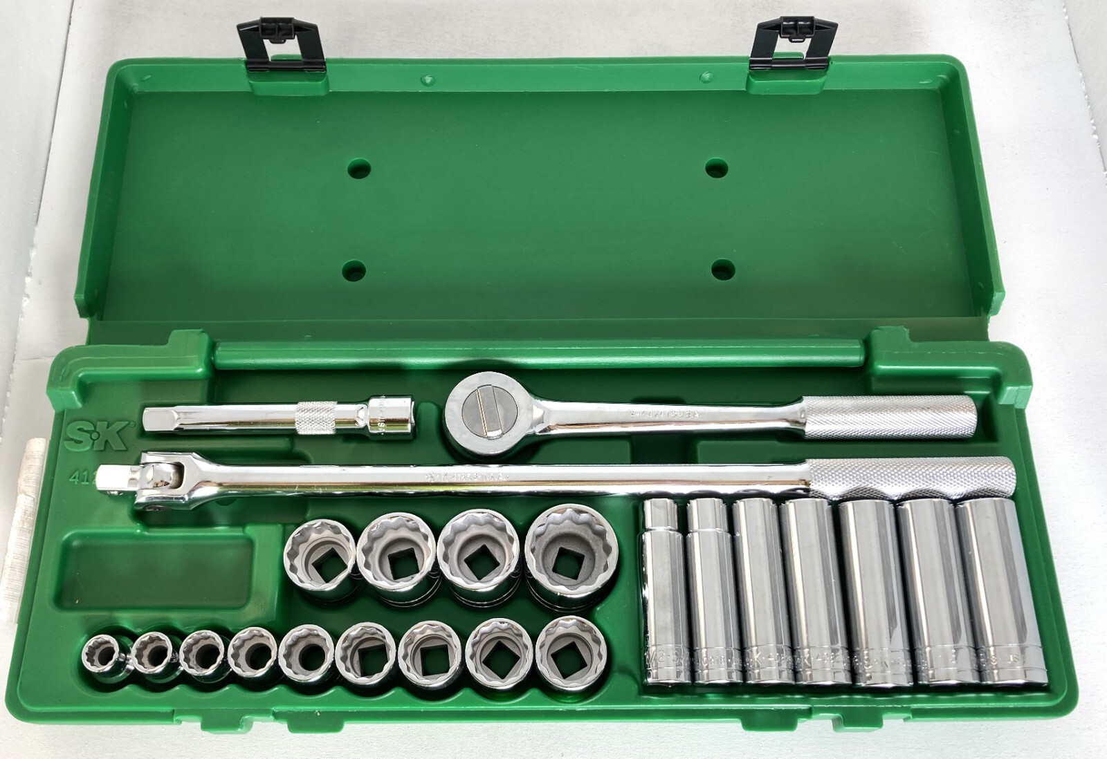 SK Tools 4123 1/2″ Dr 23pc SAE Chrome 12 Point Standard Deep Socket Set USA Made