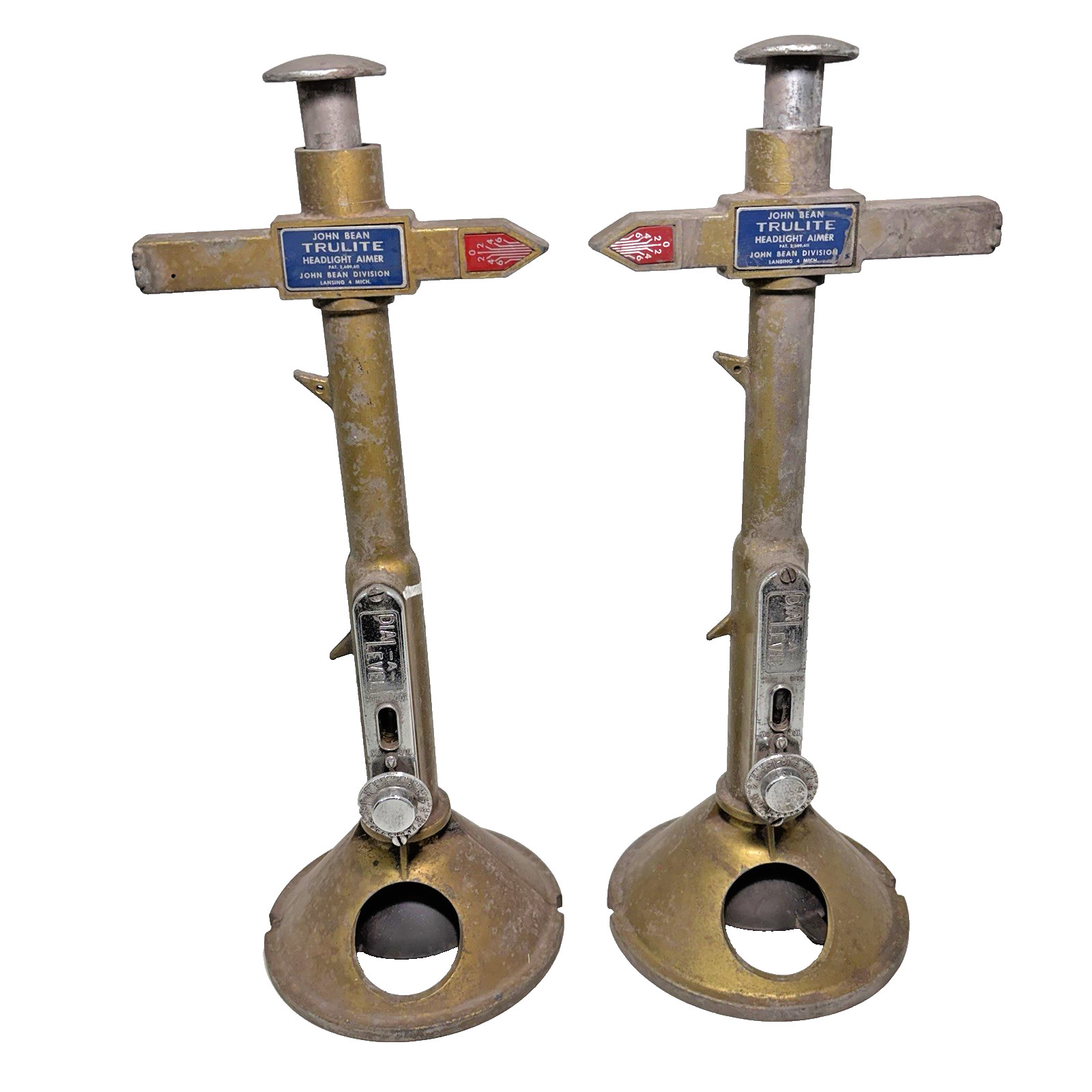 John Bean Trulite Headlight Aiming Tool Dial-A-Level Pair