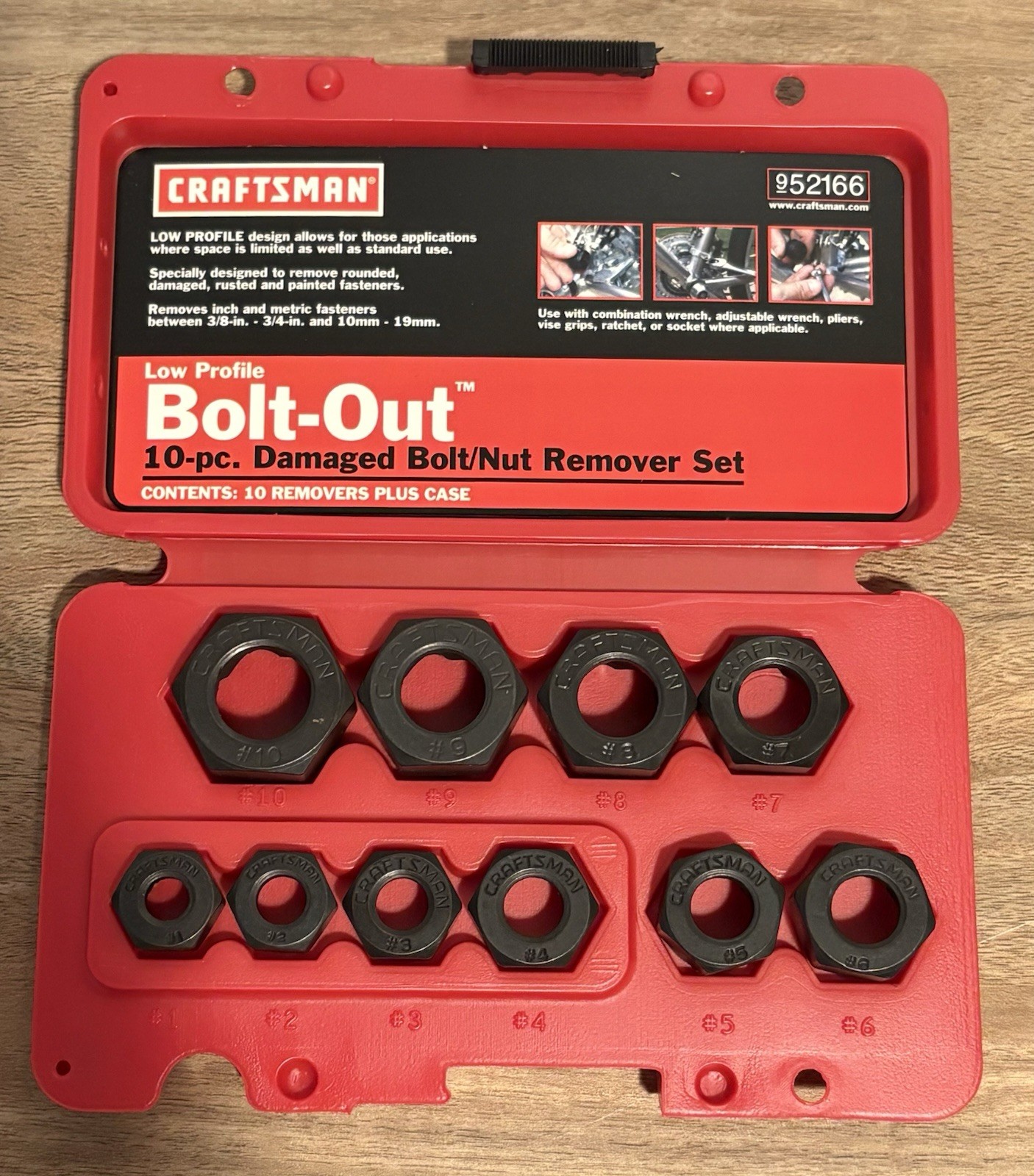 Craftsman 9-52166 Bolt Out 10-pc. Damaged Bolt /Nut Remover Set NEW