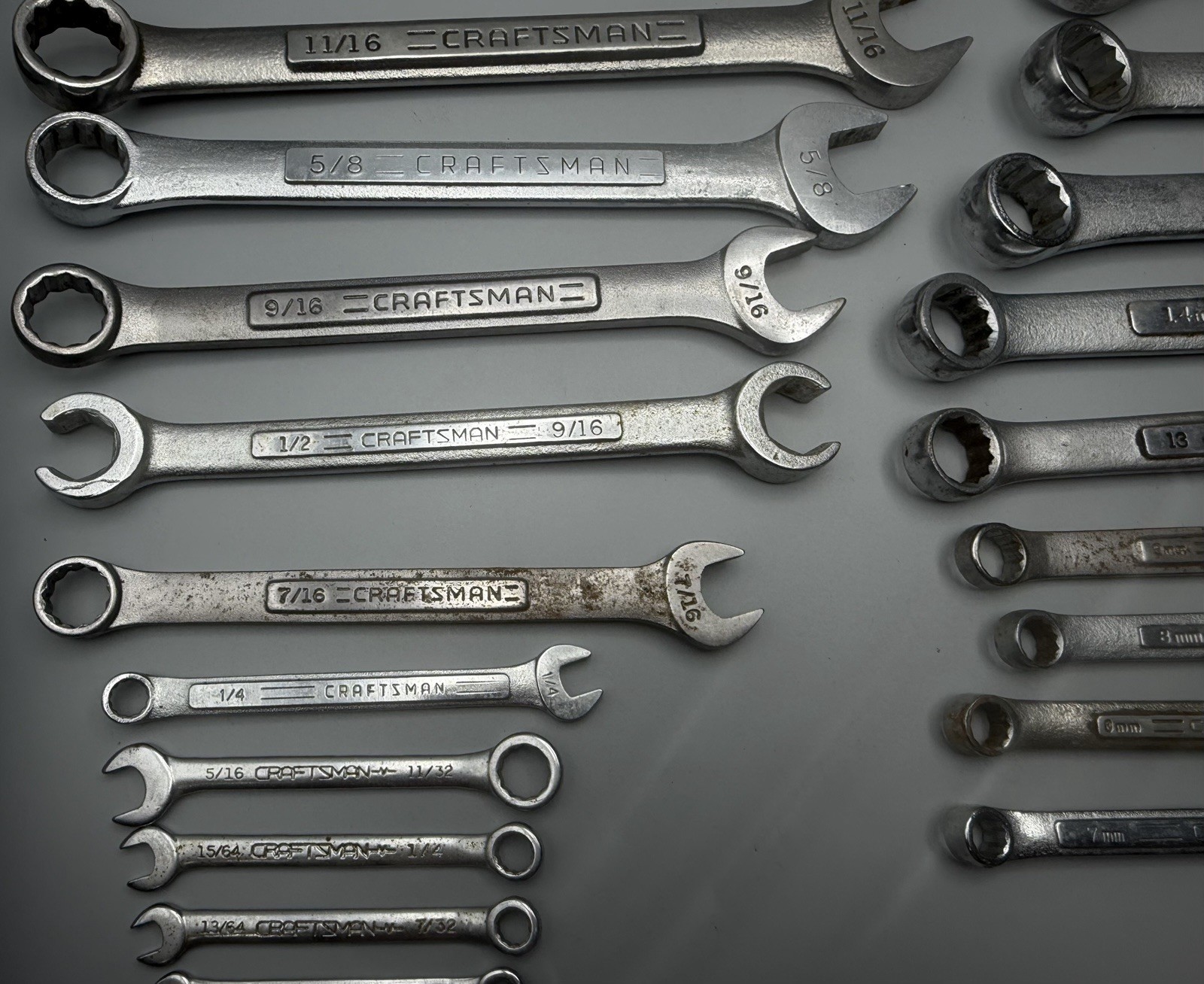 Lot of 23 ~ VTG Craftsman Combination Wrenches SAE & Metric Double Open, Midget