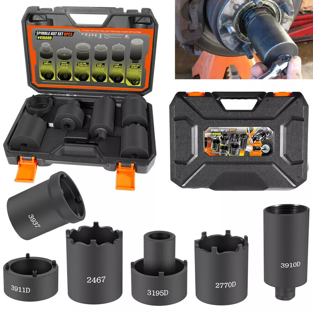 6pcs Spindle Nut Set 41660D 4WD Spindle Nut Socket Puller for Ford Dana 44/50/60
