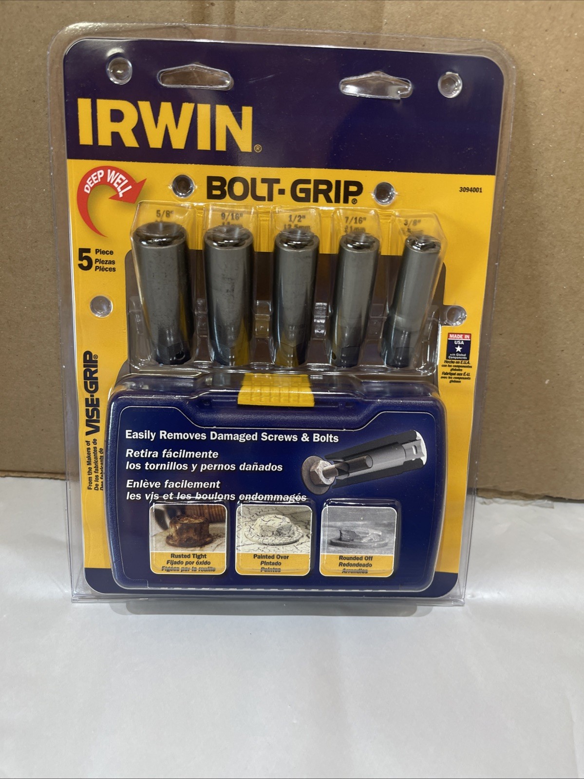 Irwin 3094001 Bolt Grip Damaged Screw and Bolt Deep Well Socket Extractor Set