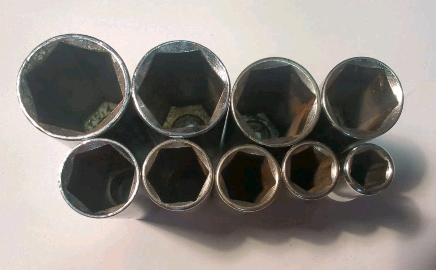 Nice Craftsman 9pc 3/8 Drive 6Pt Deep SAE Socket Set 3/8-7/8 G Series USA 433XX