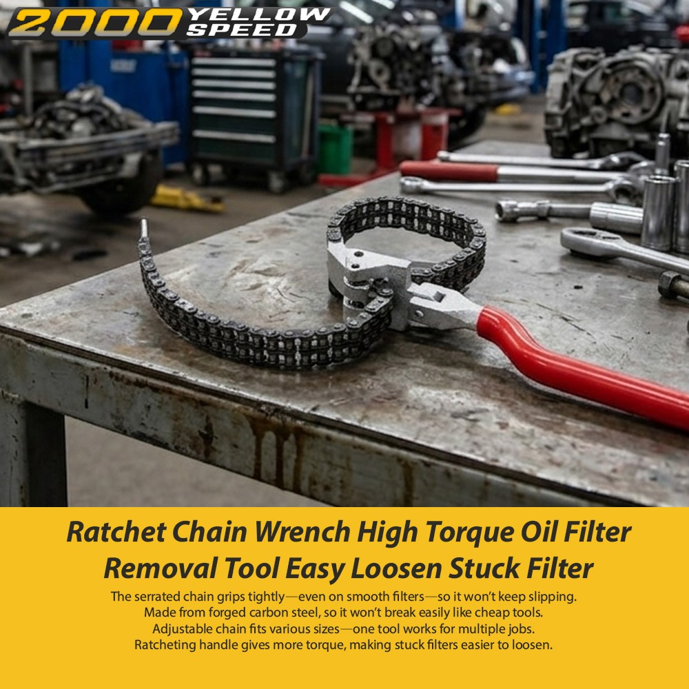 Heavy-Duty Ratcheting Chain Wrench Oil Filter Change Pipe Fittings 60-160mm