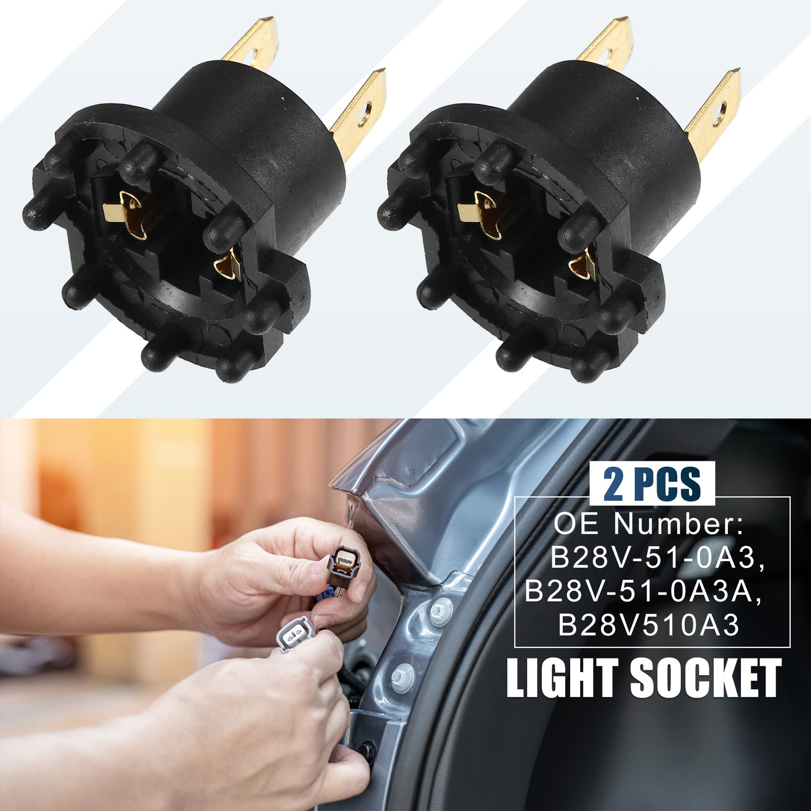 Car Headlight Bulb Socket Adapter B28V-51-0A3 Fit for Mazda 3 2004-2009 (2 Set)
