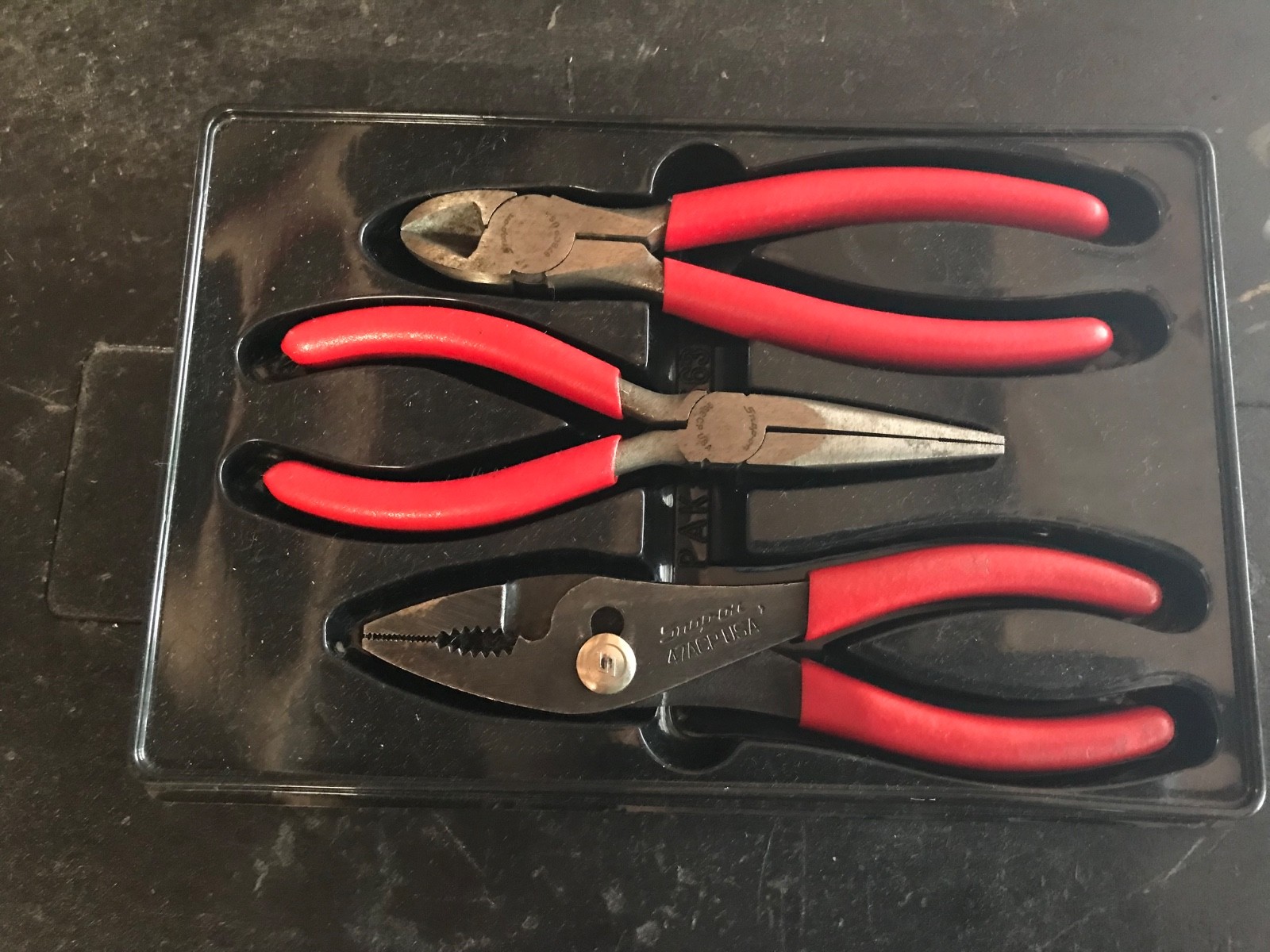 Snap-On 3pc Plier Set Red (87BCP)(96BCP)(47ACP) Lightly Used