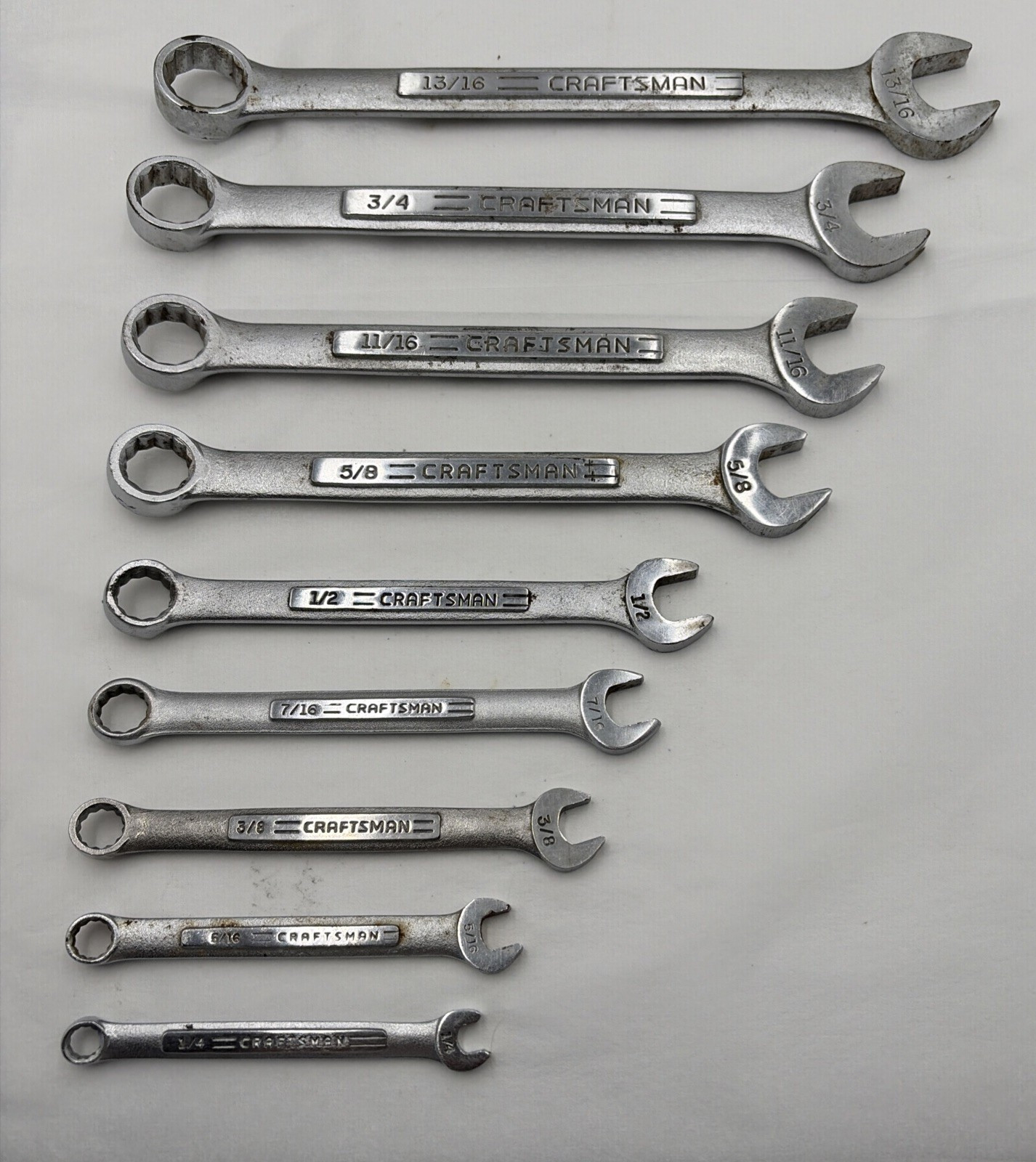 Vintage Craftsman -VV- SAE Combination Wrench Set of 9 Pieces See Description