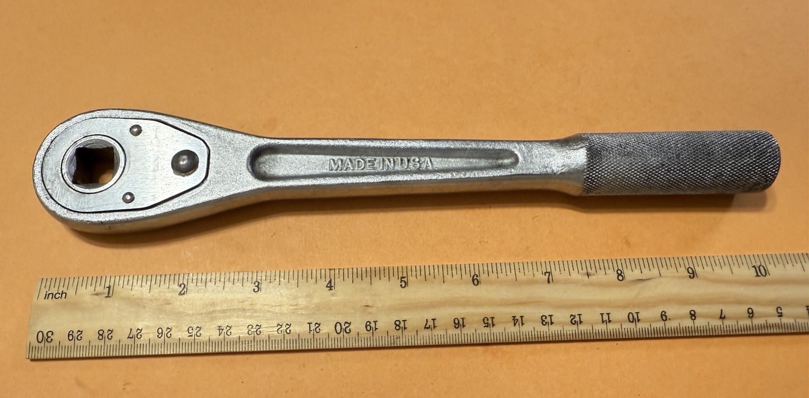 Vintage None Better 1/2″ Female Drive Knurled Handle Ratchet S45 Made in USA 10”