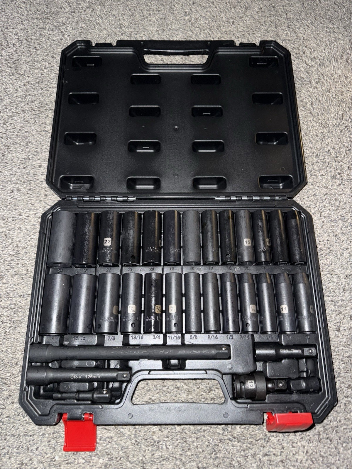 CASOMAN 32PCS 1/2 Drive Impact Deep Socket Set SAE & Metric Sizes 3 5 10 10mm