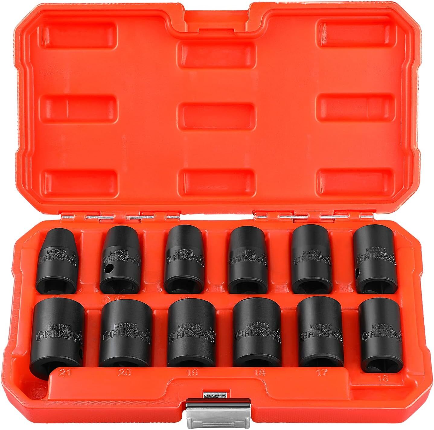 1/2″ Drive Impact Socket Set, 12 Pieces Metric Impact Sockets, 6-Point Metric Im