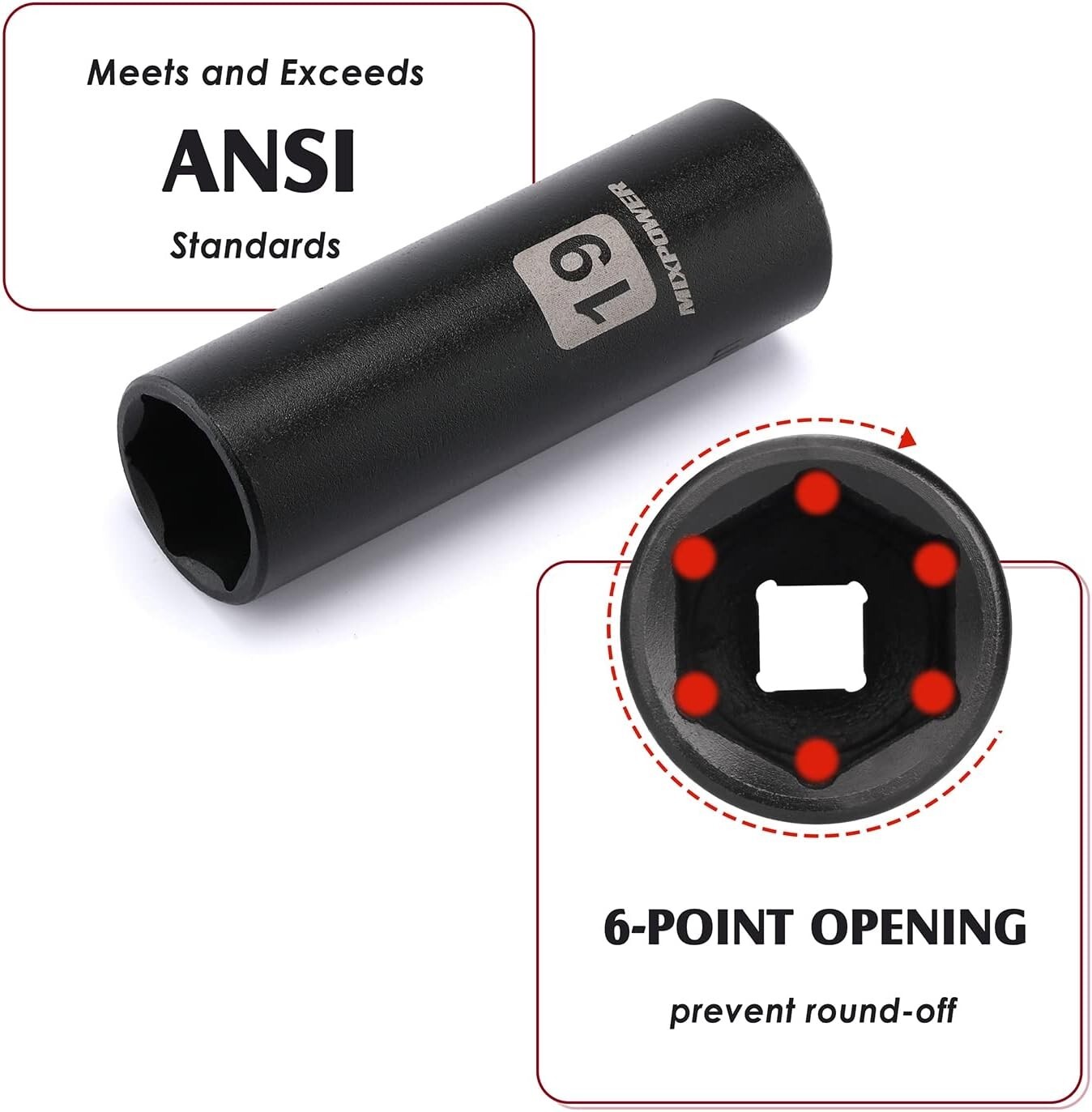 19mm Corrosion-Resistant 6-Point Impact Socket – Professional Quality Guarantee